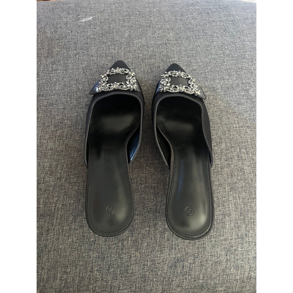 Womens Kitten Mules Sandal Party Wedding Pumps Black